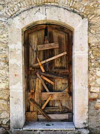 Closed door of old building