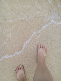 Low section of woman standing on beach