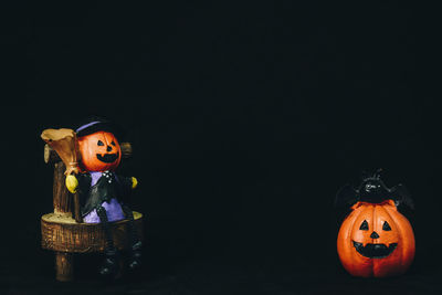 View of pumpkin against black background