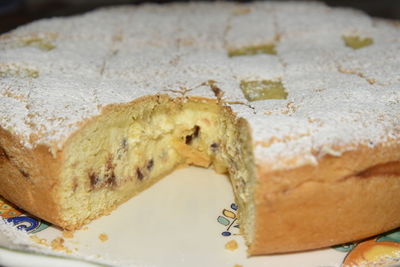 High angle view of bread in plate