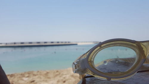 Close-up of sea against clear sky