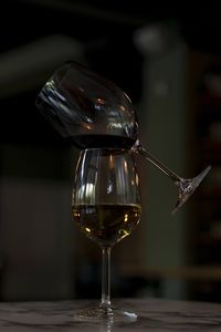 Close-up of wine glass on table