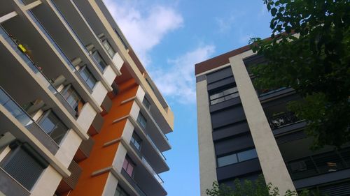 Low angle view of residential buildings against sky