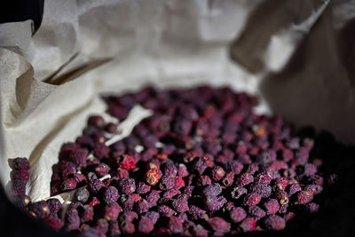 Drying cranberries. selective focus on berries. close up