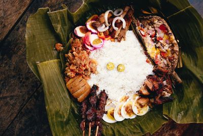 High angle view of food on table