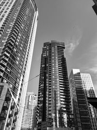 Low angle view of modern buildings against sky