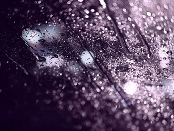 Close-up of raindrops on window