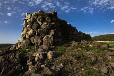 Rock formations on landscape against sky