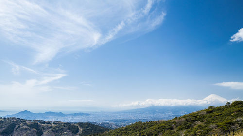 View of the sea,the sky and the town at the foot of mt.fuji.