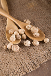 Close-up of bread on wood