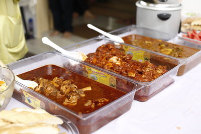 High angle view of food on table