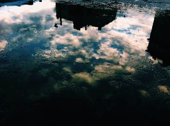 Reflection of cloudy sky on water