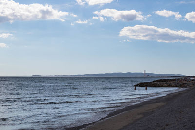 Scenic view of beach against sky