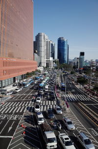 High angle view of traffic on city street