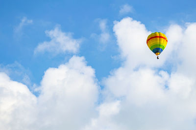 Low angle view of hot air balloon against sky