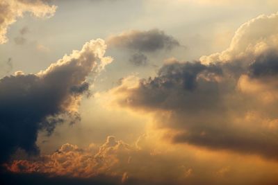 Low angle view of clouds in sky during sunset