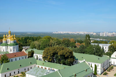 High angle view of townscape against sky in city in ukraine
