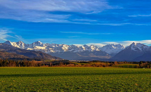 Scenic view of mountains against sky