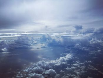 Aerial view of sea against sky during winter