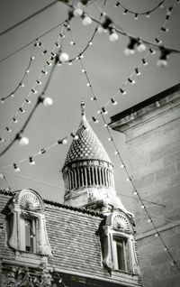 Low angle view of chandelier