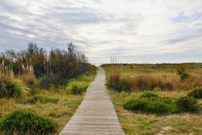 Dirt road along countryside landscape