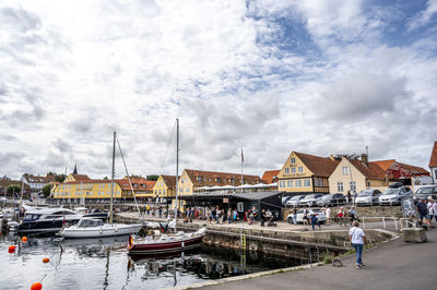 Water front at svaneke harbour, bornholm, denmark