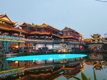 Reflection of buildings in city