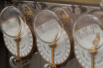 High angle view of text on glass