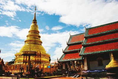 View of pagoda against cloudy sky