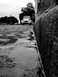 Surface level of road in rain