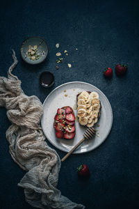 High angle view of food on table