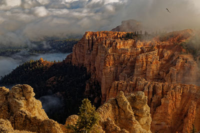 Panoramic view of rock formation against sky