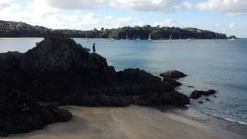 Scenic view of beach against sky