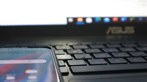 Close-up of laptop keyboard