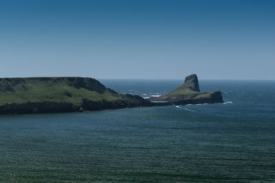 Scenic view of sea against clear sky