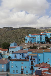 High angle view of townscape against sky