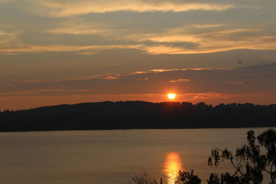 Scenic view of lake at sunset