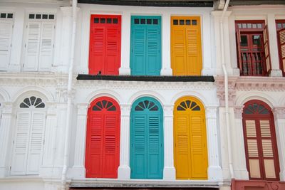 Multi colored door of building