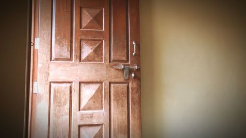 Closed door of wooden door