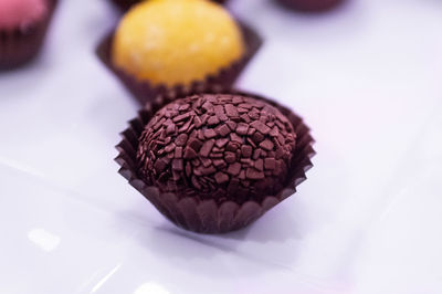 Close-up of cupcakes on table