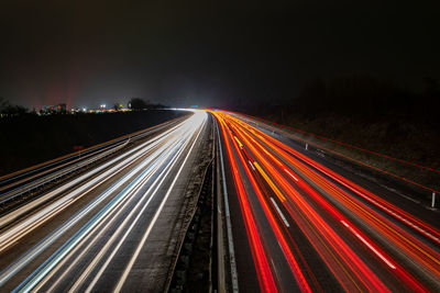 Light trails on highway at night