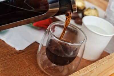 Close-up of coffee cup on table