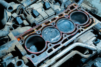 High angle view of machine part