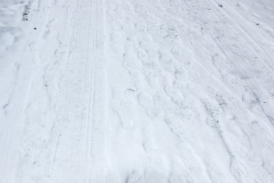 Full frame shot of snow covered land