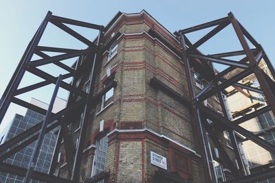 Low angle view of modern building against clear sky