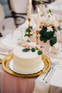 Close-up of christmas decorations on table