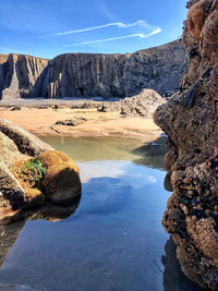 Scenic view of rock formations against sky