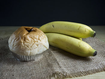 High angle view of bananas on table