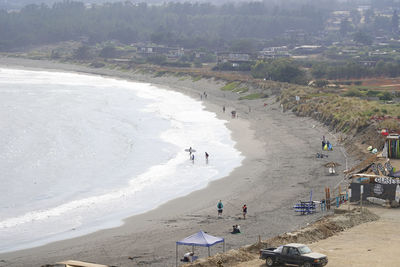 High angle view of beach