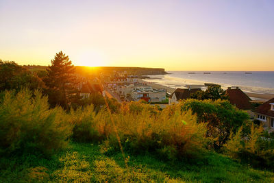 Scenic view of sunset over sea